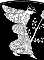 Dancing Bacchante. From a vase in the British Museum.