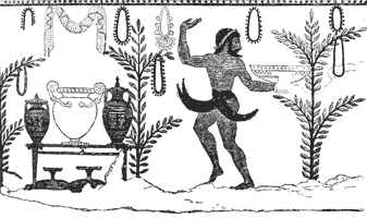 Etruscan dancer. From a painting in the Grotta dei Vasi dipinti--Corneto.