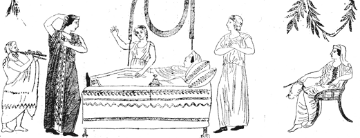 Funeral dance in the obsequies of a female. From a painted tomb near Albanella.